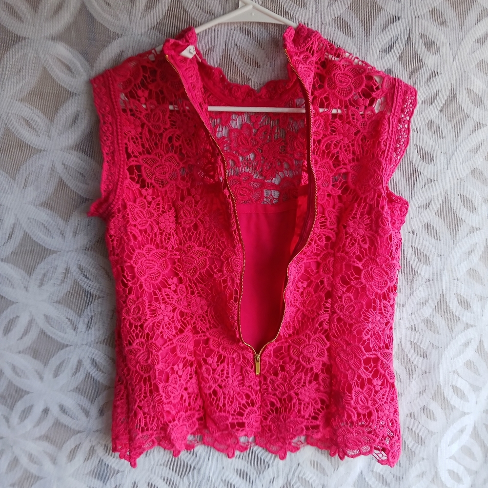 Nanette By Nanette Lepore Top Lace Magneta Pink S… - image 6